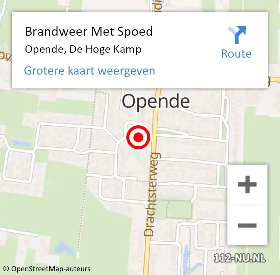 Locatie op kaart van de 112 melding: Brandweer Met Spoed Naar Opende, De Hoge Kamp op 15 december 2016 19:06