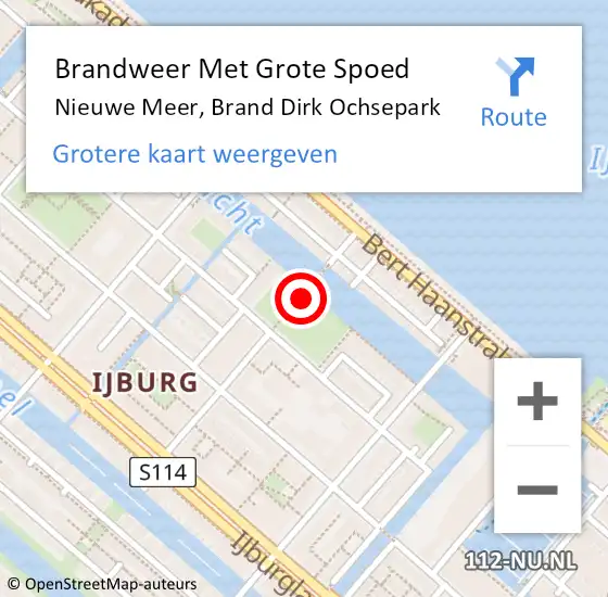 Locatie op kaart van de 112 melding: Brandweer Met Grote Spoed Naar Nieuwe Meer, Brand Dirk Ochsepark op 15 december 2016 19:23