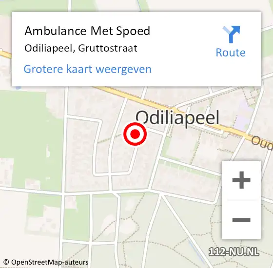 Locatie op kaart van de 112 melding: Ambulance Met Spoed Naar Odiliapeel, Gruttostraat op 15 december 2016 19:36