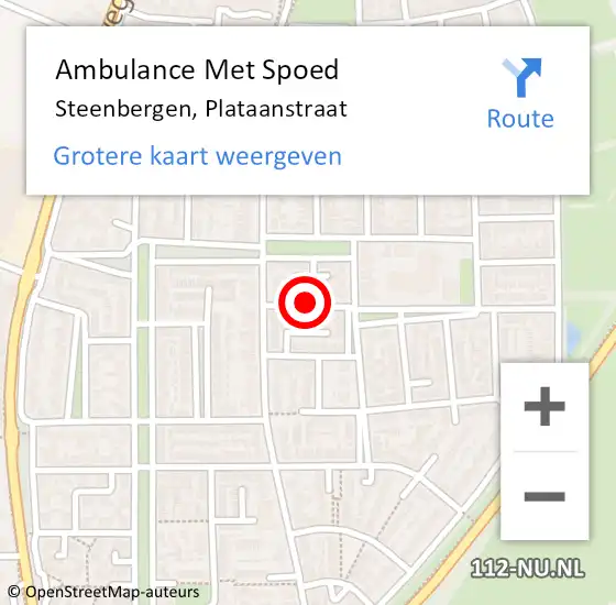 Locatie op kaart van de 112 melding: Ambulance Met Spoed Naar Steenbergen, Plataanstraat op 15 december 2016 19:56