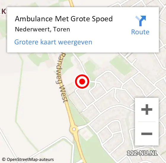 Locatie op kaart van de 112 melding: Ambulance Met Grote Spoed Naar Nederweert, Toren op 15 december 2016 20:05