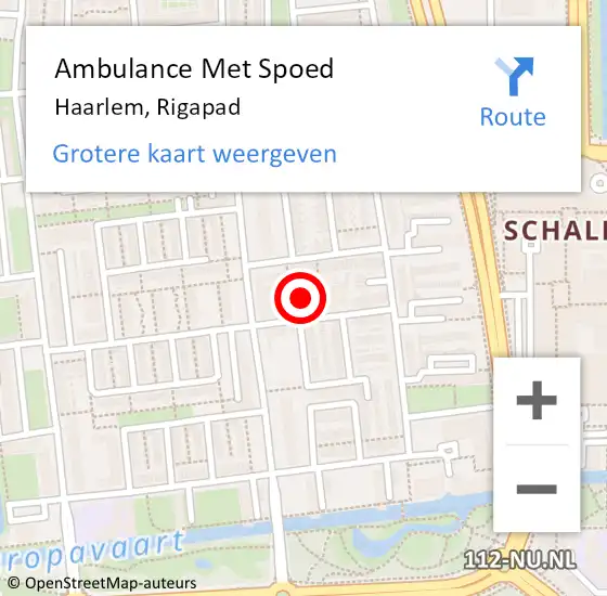 Locatie op kaart van de 112 melding: Ambulance Met Spoed Naar Haarlem, Rigapad op 15 december 2016 20:11