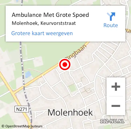 Locatie op kaart van de 112 melding: Ambulance Met Grote Spoed Naar Molenhoek, Keurvorststraat op 15 december 2016 20:13