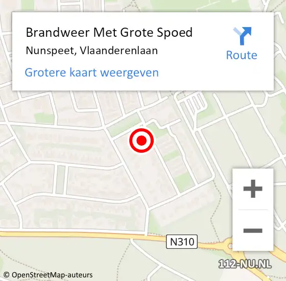 Locatie op kaart van de 112 melding: Brandweer Met Grote Spoed Naar Nunspeet, Vlaanderenlaan op 15 december 2016 20:39