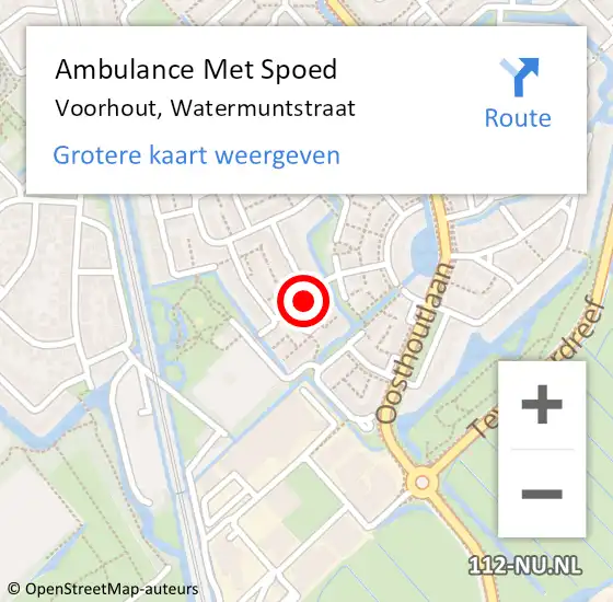 Locatie op kaart van de 112 melding: Ambulance Met Spoed Naar Voorhout, Watermuntstraat op 15 december 2016 21:00