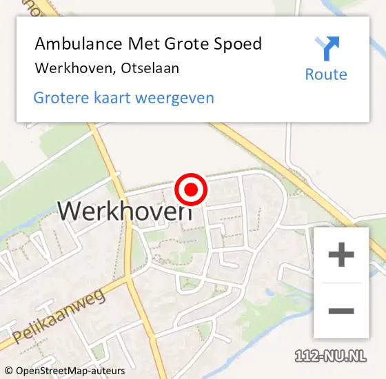 Locatie op kaart van de 112 melding: Ambulance Met Grote Spoed Naar Werkhoven, Otselaan op 15 december 2016 21:40