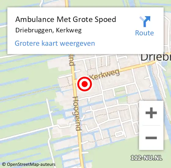 Locatie op kaart van de 112 melding: Ambulance Met Grote Spoed Naar Driebruggen, Kerkweg op 15 december 2016 22:56