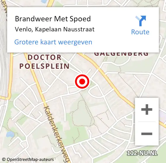 Locatie op kaart van de 112 melding: Brandweer Met Spoed Naar Venlo, Kapelaan Nausstraat op 15 december 2016 23:30