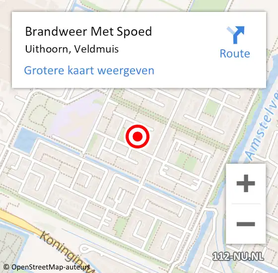 Locatie op kaart van de 112 melding: Brandweer Met Spoed Naar Uithoorn, Veldmuis op 16 december 2016 01:35