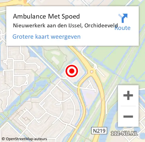 Locatie op kaart van de 112 melding: Ambulance Met Spoed Naar Nieuwerkerk aan den IJssel, Orchideeveld op 16 december 2016 02:06