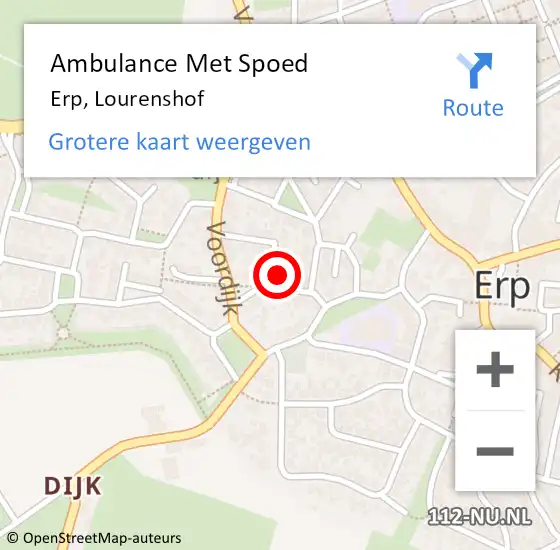 Locatie op kaart van de 112 melding: Ambulance Met Spoed Naar Erp, Lourenshof op 16 december 2016 04:00