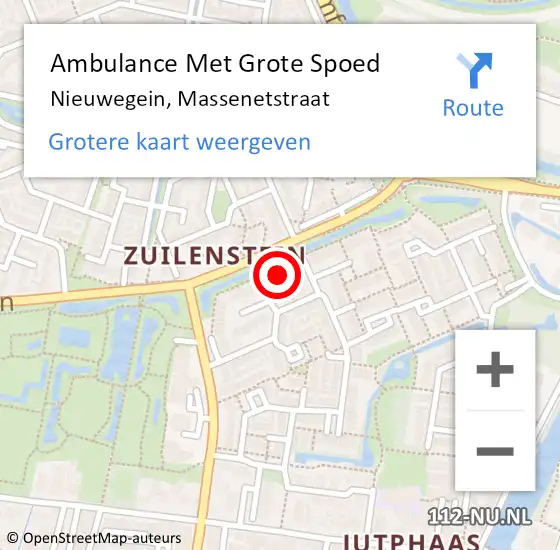 Locatie op kaart van de 112 melding: Ambulance Met Grote Spoed Naar Nieuwegein, Massenetstraat op 16 december 2016 06:20