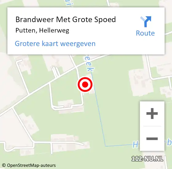 Locatie op kaart van de 112 melding: Brandweer Met Grote Spoed Naar Putten, Hellerweg op 4 januari 2014 16:57