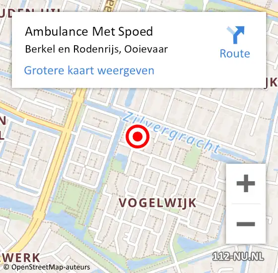 Locatie op kaart van de 112 melding: Ambulance Met Spoed Naar Berkel en Rodenrijs, Ooievaar op 16 december 2016 07:42