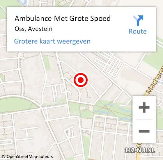 Locatie op kaart van de 112 melding: Ambulance Met Grote Spoed Naar Oss, Avestein op 16 december 2016 07:55