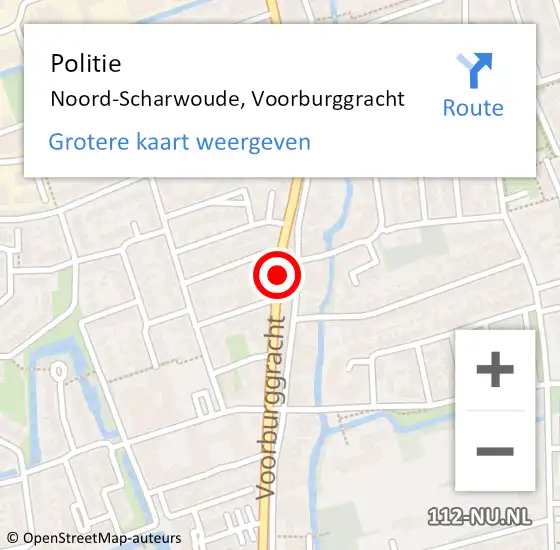 Locatie op kaart van de 112 melding: Politie Noord-Scharwoude, Voorburggracht op 16 december 2016 08:34