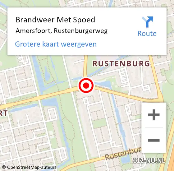 Locatie op kaart van de 112 melding: Brandweer Met Spoed Naar Amersfoort, Rustenburgerweg op 16 december 2016 08:44