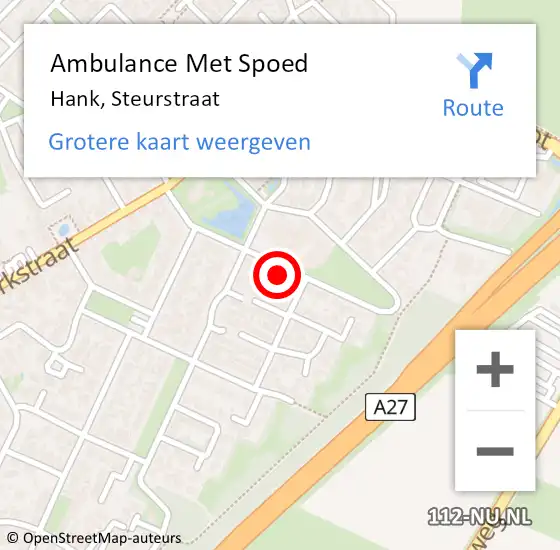 Locatie op kaart van de 112 melding: Ambulance Met Spoed Naar Hank, Steurstraat op 16 december 2016 08:49