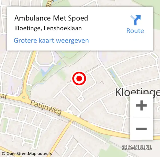 Locatie op kaart van de 112 melding: Ambulance Met Spoed Naar Kloetinge, Lenshoeklaan op 16 december 2016 10:34