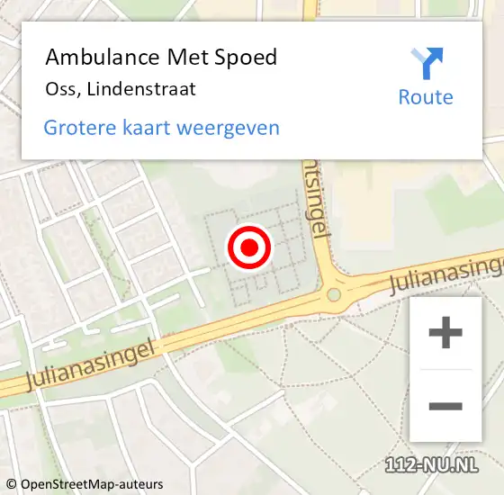 Locatie op kaart van de 112 melding: Ambulance Met Spoed Naar Oss, Lindenstraat op 16 december 2016 11:17