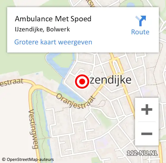 Locatie op kaart van de 112 melding: Ambulance Met Spoed Naar IJzendijke, Bolwerk op 16 december 2016 11:55