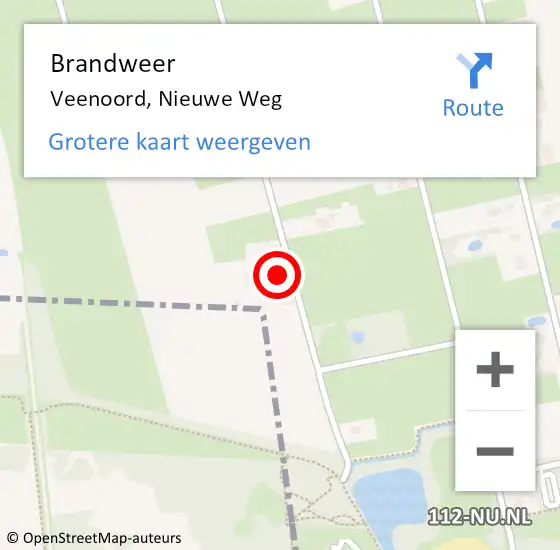 Locatie op kaart van de 112 melding: Brandweer Veenoord, Nieuwe Weg op 4 januari 2014 17:28