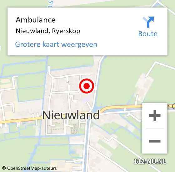 Locatie op kaart van de 112 melding: Ambulance Nieuwland, Ryerskop op 4 januari 2014 17:33