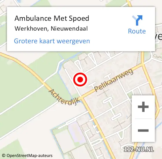 Locatie op kaart van de 112 melding: Ambulance Met Spoed Naar Werkhoven, Nieuwendaal op 16 december 2016 13:29