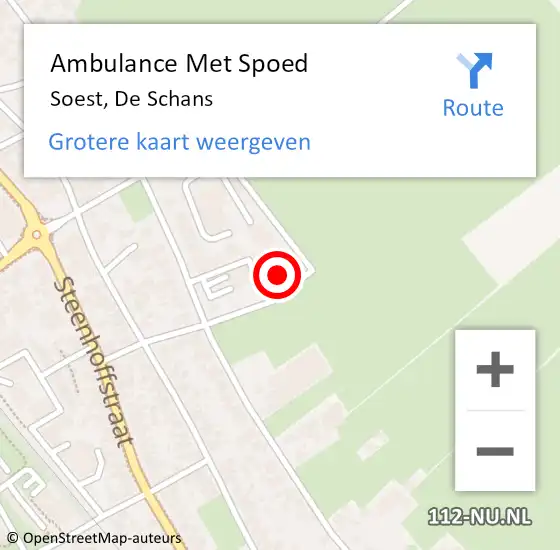 Locatie op kaart van de 112 melding: Ambulance Met Spoed Naar Soest, De Schans op 16 december 2016 13:31