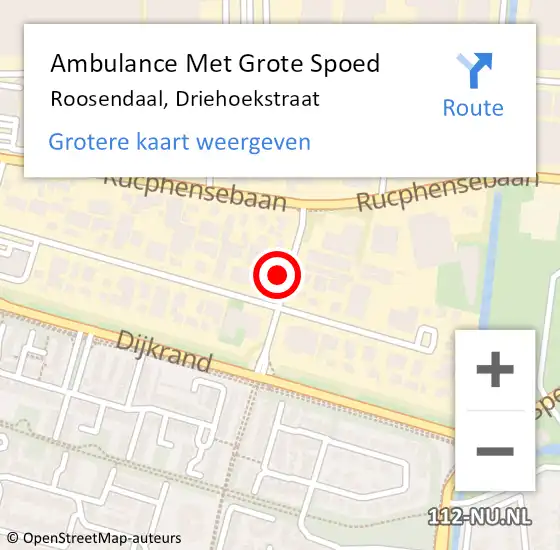 Locatie op kaart van de 112 melding: Ambulance Met Grote Spoed Naar Roosendaal, Driehoekstraat op 4 januari 2014 17:42