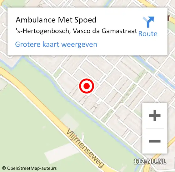 Locatie op kaart van de 112 melding: Ambulance Met Spoed Naar 's-Hertogenbosch, Vasco da Gamastraat op 16 december 2016 13:58