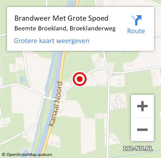 Locatie op kaart van de 112 melding: Brandweer Met Grote Spoed Naar Beemte Broekland, Broeklanderweg op 16 december 2016 14:14