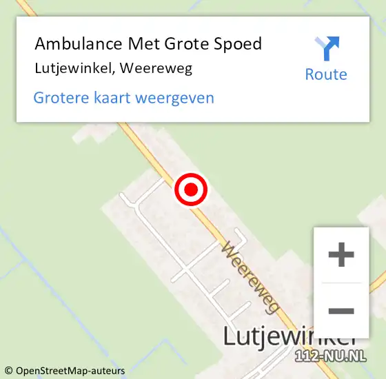 Locatie op kaart van de 112 melding: Ambulance Met Grote Spoed Naar Lutjewinkel, Weereweg op 16 december 2016 14:50