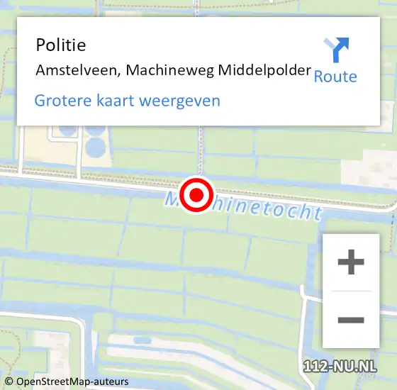 Locatie op kaart van de 112 melding: Politie Amstelveen, Machineweg Middelpolder op 16 december 2016 15:02