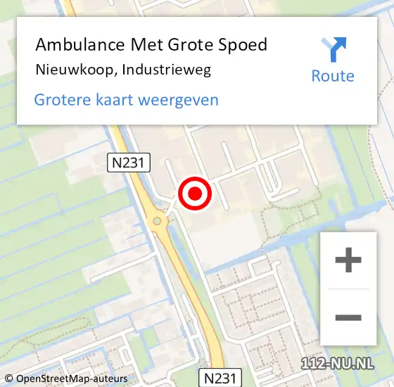 Locatie op kaart van de 112 melding: Ambulance Met Grote Spoed Naar Nieuwkoop, Industrieweg op 16 december 2016 15:07