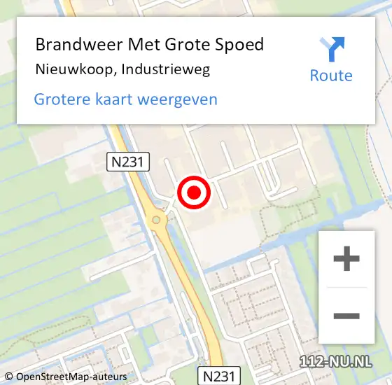 Locatie op kaart van de 112 melding: Brandweer Met Grote Spoed Naar Nieuwkoop, Industrieweg op 16 december 2016 15:07