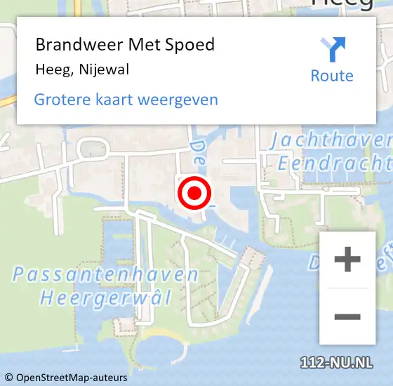 Locatie op kaart van de 112 melding: Brandweer Met Spoed Naar Heeg, Nijewal op 16 december 2016 15:41