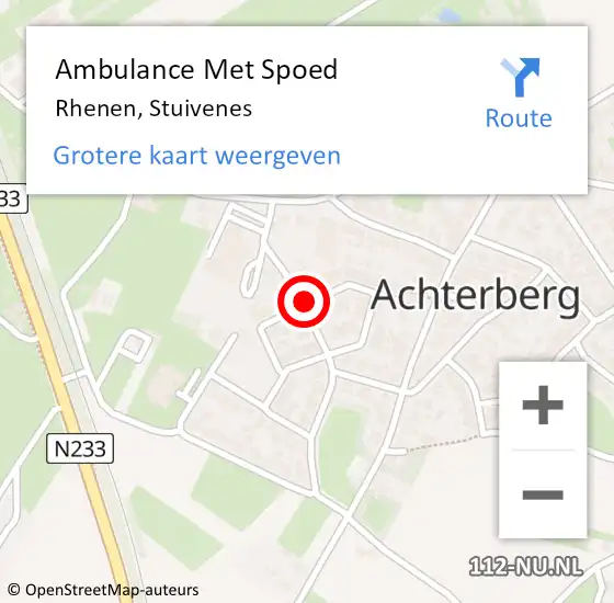 Locatie op kaart van de 112 melding: Ambulance Met Spoed Naar Rhenen, Stuivenes op 16 december 2016 16:10