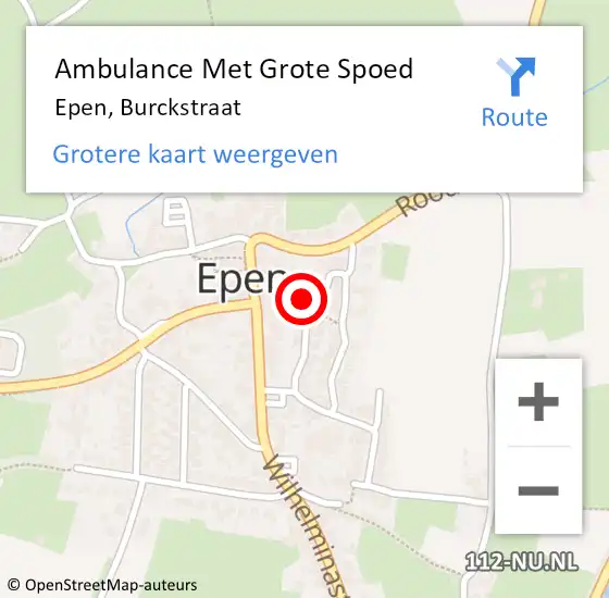 Locatie op kaart van de 112 melding: Ambulance Met Grote Spoed Naar Epen, Burckstraat op 4 januari 2014 18:05