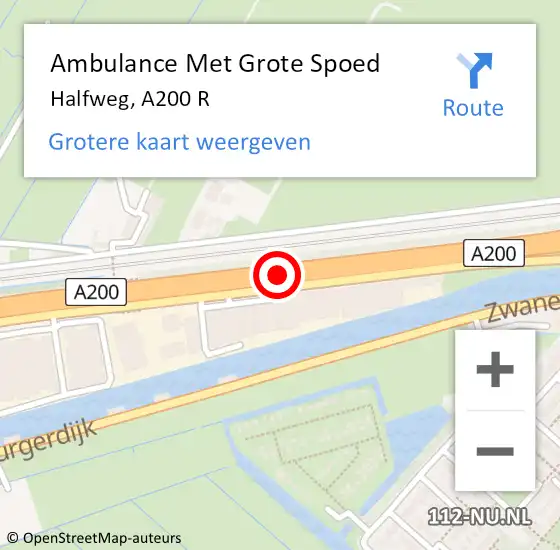 Locatie op kaart van de 112 melding: Ambulance Met Grote Spoed Naar Halfweg, A200 L op 16 december 2016 17:26