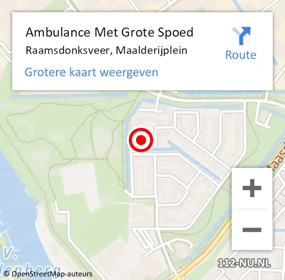 Locatie op kaart van de 112 melding: Ambulance Met Grote Spoed Naar Raamsdonksveer, Maalderijplein op 16 december 2016 19:12