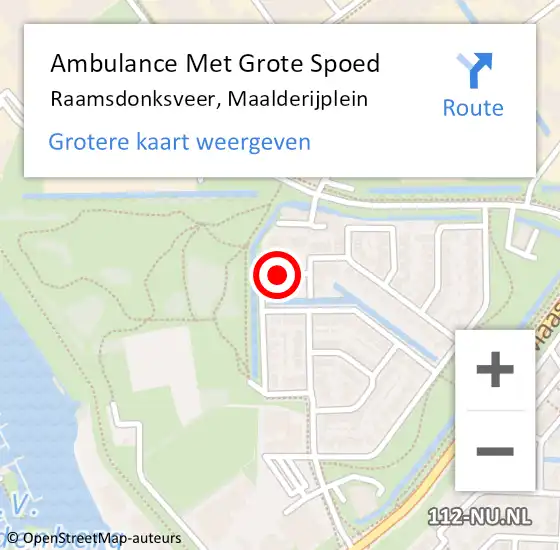 Locatie op kaart van de 112 melding: Ambulance Met Grote Spoed Naar Raamsdonksveer, Maalderijplein op 16 december 2016 19:16