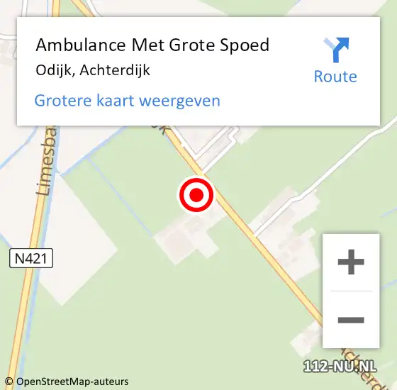 Locatie op kaart van de 112 melding: Ambulance Met Grote Spoed Naar Odijk, Achterdijk op 16 december 2016 20:15