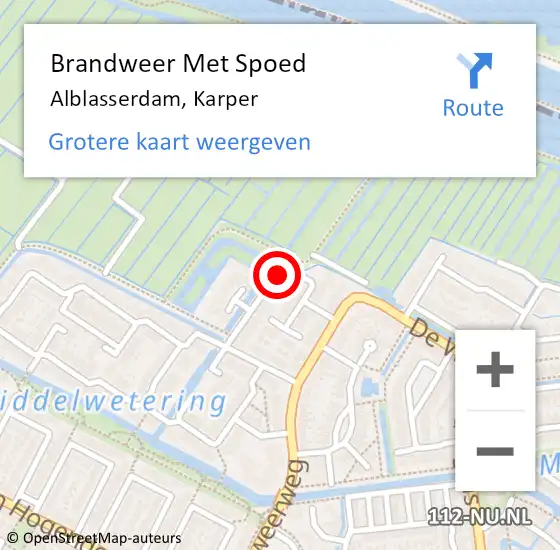 Locatie op kaart van de 112 melding: Brandweer Met Spoed Naar Alblasserdam, Karper op 16 december 2016 20:21