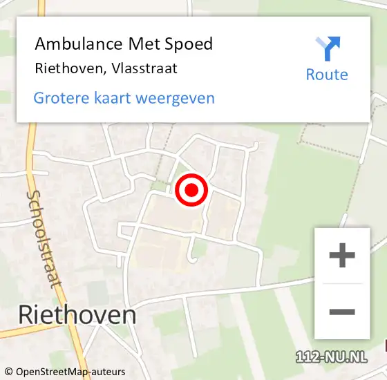 Locatie op kaart van de 112 melding: Ambulance Met Spoed Naar Riethoven, Vlasstraat op 16 december 2016 20:34