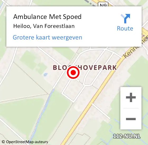Locatie op kaart van de 112 melding: Ambulance Met Spoed Naar Heiloo, Van Foreestlaan op 16 december 2016 20:40