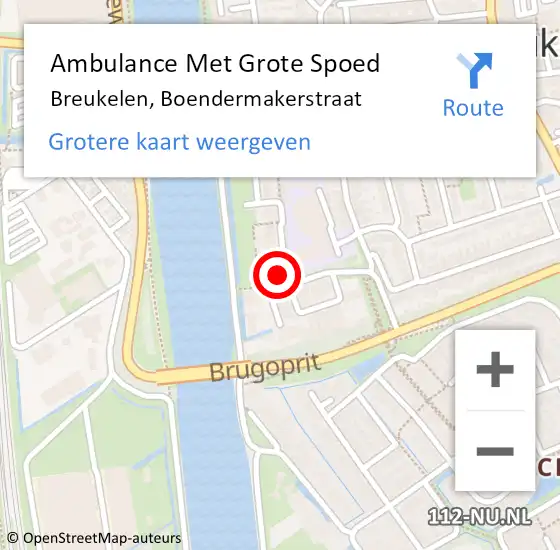Locatie op kaart van de 112 melding: Ambulance Met Grote Spoed Naar Breukelen, Boendermakerstraat op 16 december 2016 21:05