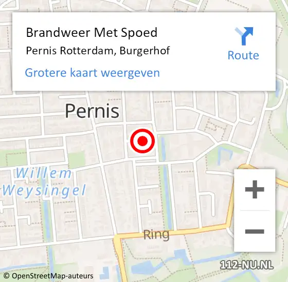 Locatie op kaart van de 112 melding: Brandweer Met Spoed Naar Pernis Rotterdam, Burgerhof op 16 december 2016 21:58