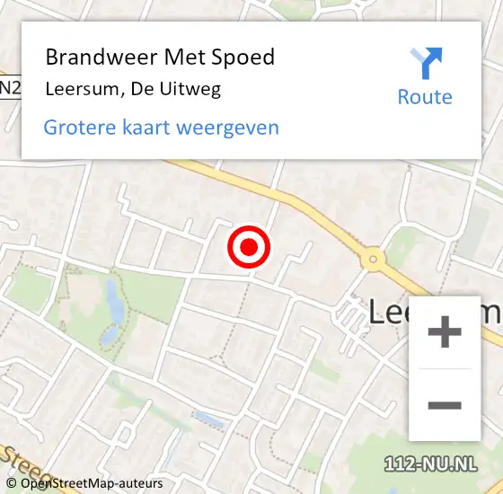 Locatie op kaart van de 112 melding: Brandweer Met Spoed Naar Leersum, De Uitweg op 16 december 2016 22:32