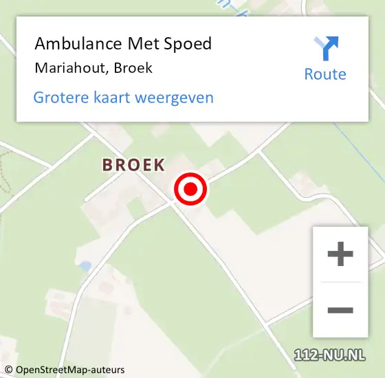 Locatie op kaart van de 112 melding: Ambulance Met Spoed Naar Mariahout, Broek op 16 december 2016 22:51